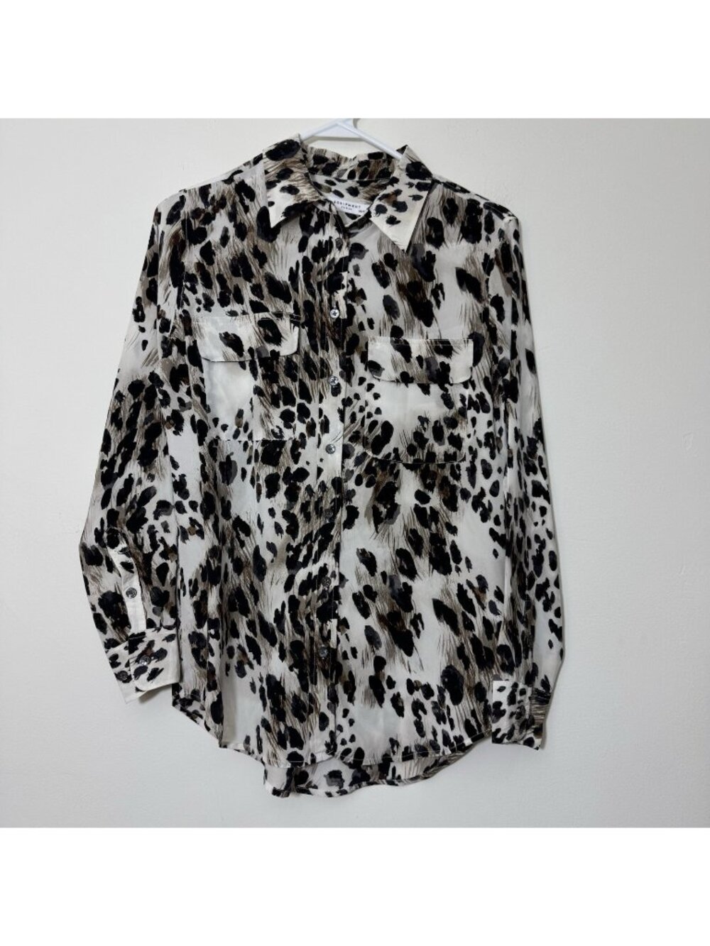 Equipment Femme Silk Slim Tunic Blouse Size XS Signature Cheetah Leopard Print
